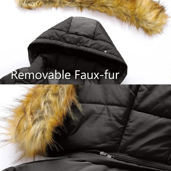 Women's Winter‎ Down Thicken Jacket Puffer Parka Coat with Removable Fur Hood - Picture 5 of 7